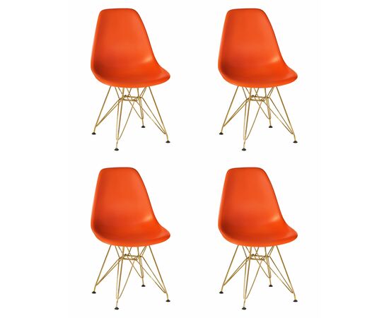 Набор 4 шт Стул обеденный DOBRIN DSR, ножки золотые, цвет оранжевый (O-02), Вариант: ножки золотые, цвет оранжевый (O-02) | Интернет магазин мебели и декора LifeDekor