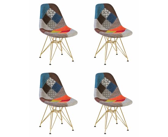 Набор 4 шт Стул обеденный DOBRIN DSR, ножки золотые, цвет мозайка, Вариант: ножки золотые, цвет мозайка | Интернет магазин мебели и декора LifeDekor