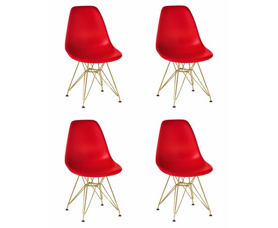 Набор 4 шт Стул обеденный DOBRIN DSR, ножки золотые, цвет красный (R-02), Вариант: ножки золотые, цвет красный (R-02) | Интернет магазин мебели и декора LifeDekor