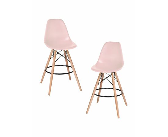 Набор 2 шт Стул барный DOBRIN DSW BAR, ножки светлый бук, цвет сиденья светло-розовый (PK-02), Вариант: ножки светлый бук, цвет сиденья светло-розовый (PK-02) | Интернет магазин мебели и декора LifeDekor
