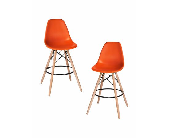 Набор 2 шт Стул барный DOBRIN DSW BAR, ножки светлый бук, цвет сиденья оранжевый (O-02), Вариант: ножки светлый бук, цвет сиденья оранжевый (O-02) | Интернет магазин мебели и декора LifeDekor