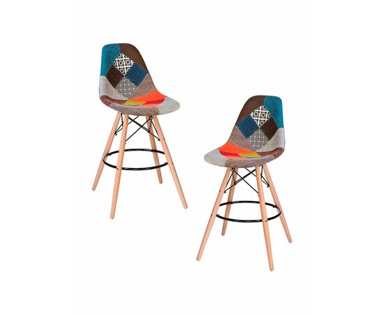 Набор 2 шт Стул барный DOBRIN DSW BAR, ножки светлый бук, цвет сиденья мозаика, Вариант: ножки светлый бук, цвет сиденья мозаика | Интернет магазин мебели и декора LifeDekor