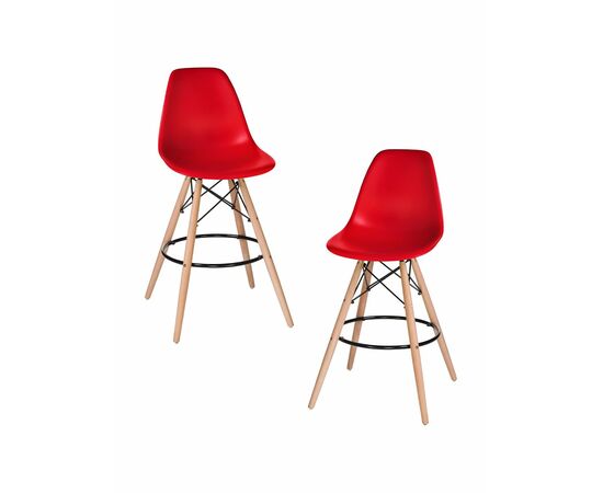 Набор 2 шт Стул барный DOBRIN DSW BAR, ножки светлый бук, цвет сиденья красный (R-02), Вариант: ножки светлый бук, цвет сиденья красный (R-02) | Интернет магазин мебели и декора LifeDekor