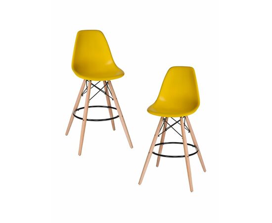 Набор 2 шт Стул барный DOBRIN DSW BAR, ножки светлый бук, цвет сиденья жёлтый (Y-01), Вариант: ножки светлый бук, цвет сиденья жёлтый (Y-01) | Интернет магазин мебели и декора LifeDekor