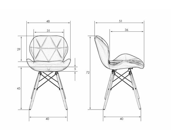 Набор 4 шт Стул обеденный DOBRIN BUTTERFLY, ножки светлый бук, цвет сиденья белый, Вариант: ножки светлый бук, цвет сиденья белый, изображение 8 | Интернет магазин мебели и декора LifeDekor