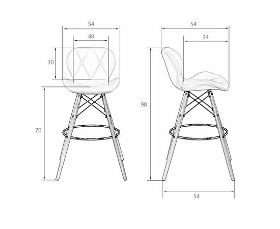 Набор 2 шт Стул барный DOBRIN BUTTERFLY BAR, ножки светлый бук, цвет белый, Вариант: ножки светлый бук, цвет белый, изображение 8 | Интернет магазин мебели и декора LifeDekor