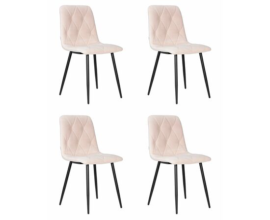 Набор 4 шт Стул обеденный DOBRIN CHILLY ROMBO, Бежевый Simple 44, основание черный, Вариант: Бежевый Simple 44, основание черный | Интернет магазин мебели и декора LifeDekor