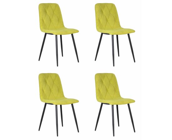 Набор 4 шт Стул обеденный DOBRIN CHILLY ROMBO, Лайм Simple 14, основание черное, Вариант: Лайм Simple 14, основание черное | Интернет магазин мебели и декора LifeDekor