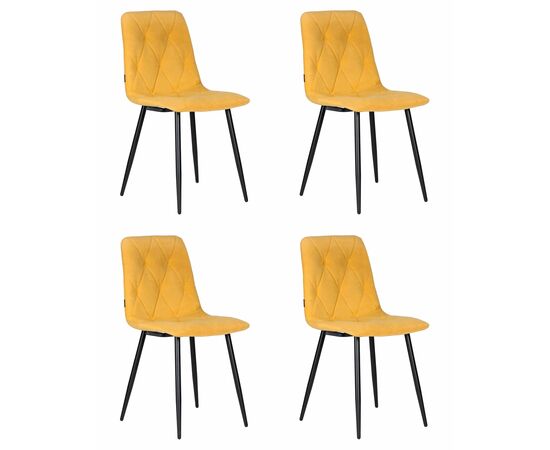 Набор 4 шт Стул обеденный DOBRIN CHILLY ROMBO, Горчичный Simple 15, основание черное, Вариант: Горчичный Simple 15, основание черное | Интернет магазин мебели и декора LifeDekor