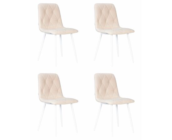 Набор 4 шт Стул обеденный DOBRIN CHILLY ROMBO, Бежевый Simple 44, основание белое, Вариант: Бежевый Simple 44, основание белое | Интернет магазин мебели и декора LifeDekor