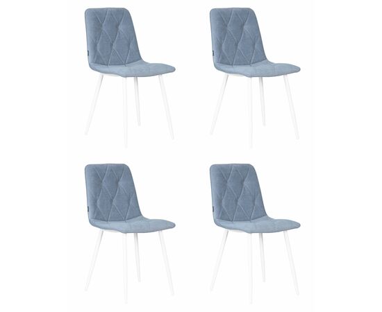 Набор 4 шт Стул обеденный DOBRIN CHILLY ROMBO, Серо-голубой Simple 26, основание белый, Вариант: Серо-голубой Simple 26, основание белый | Интернет магазин мебели и декора LifeDekor