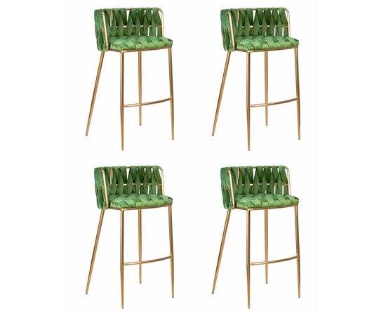 Набор 4 шт Стул барный DOBRIN EMMA GOLD, зеленый велюр (VF-08), Вариант: зеленый велюр (VF-08) | Интернет магазин мебели и декора LifeDekor