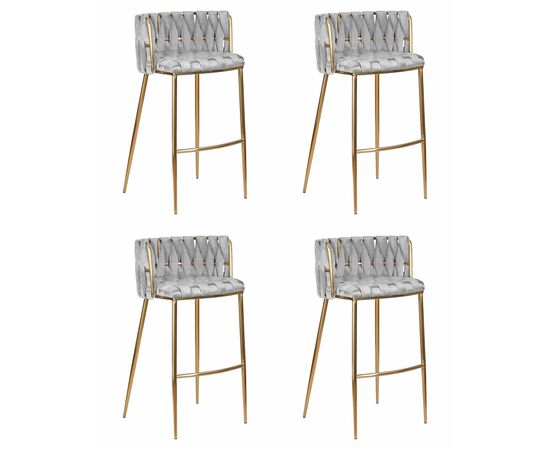 Набор 4 шт Стул барный DOBRIN EMMA GOLD, светло-серый велюр (135-37), Вариант: светло-серый велюр (135-37) | Интернет магазин мебели и декора LifeDekor
