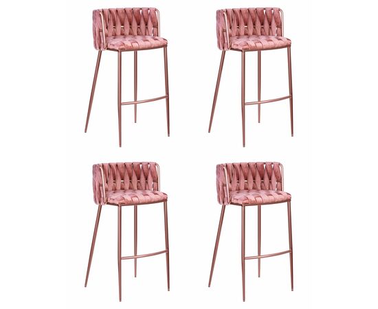 Набор 4 шт Стул барный DOBRIN EMMA ROSE GOLD, розовый велюр (VF-10), Вариант: розовый велюр (VF-10) | Интернет магазин мебели и декора LifeDekor