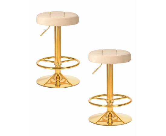 Набор 2 шт Табурет барный DOBRIN BRUNO GOLD, бежевый велюр (MJ9-10), Вариант: бежевый велюр (MJ9-10) | Интернет магазин мебели и декора LifeDekor