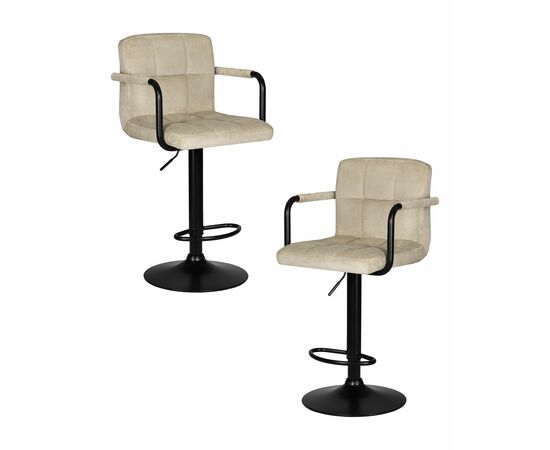 Набор 2 шт Стул барный DOBRIN KRUGER ARM BLACK, бежевый вельвет (LAR-E2041-04), Вариант: бежевый вельвет (LAR-E2041-04) | Интернет магазин мебели и декора LifeDekor