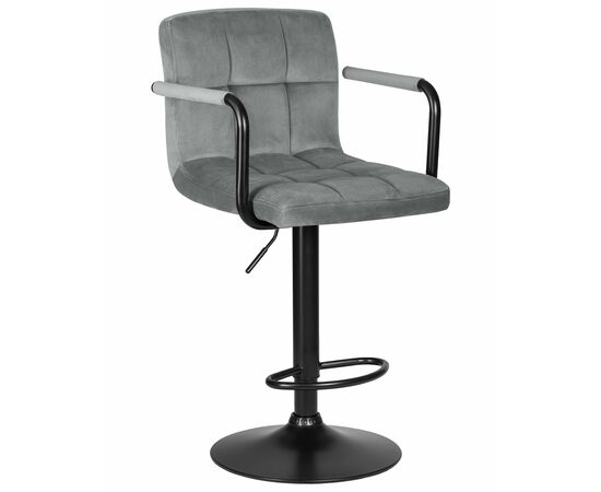 Набор 2 шт Стул барный DOBRIN KRUGER ARM BLACK, серый велюр (MJ9-75), Вариант: серый велюр (MJ9-75), изображение 2 | Интернет магазин мебели и декора LifeDekor