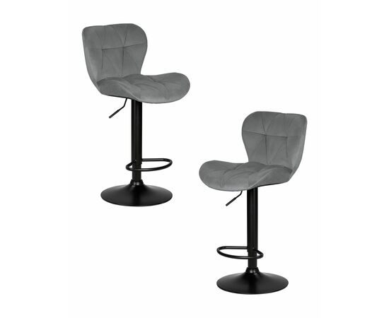 Набор 2 шт Стул барный DOBRIN BARNY BLACK, серый велюр (MJ9-75), Вариант: серый велюр (MJ9-75) | Интернет магазин мебели и декора LifeDekor
