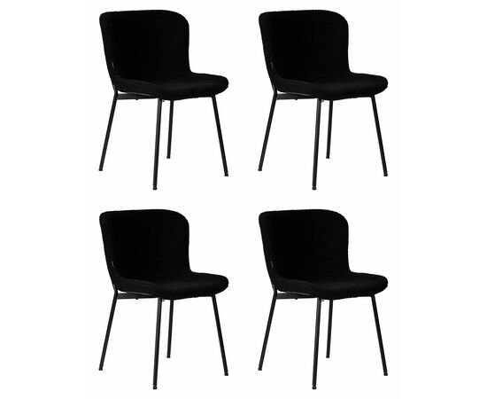 Набор 4 шт Стул обеденный DOBRIN MILO, черные ножки, черный букле (UF992-12), Вариант: черные ножки, черный букле (UF992-12) | Интернет магазин мебели и декора LifeDekor