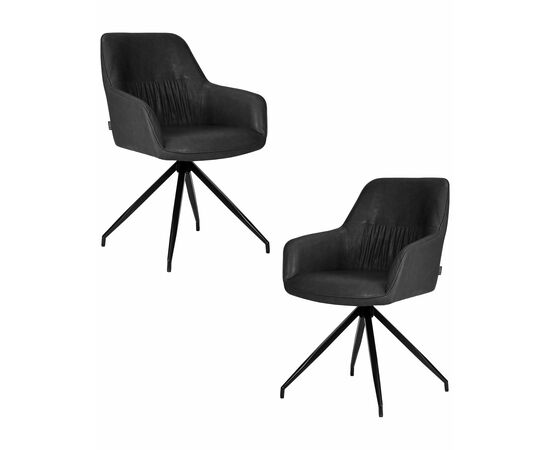 Набор 2 шт Стул обеденный DOBRIN DANIEL, черные ножки, винтажная антрацитовая экокожа (RU-08), Вариант: черные ножки, винтажная антрацитовая экокожа (RU-08) | Интернет магазин мебели и декора LifeDekor