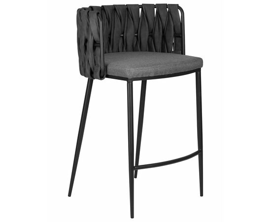 Набор 4 шт Стул полубарный DOBRIN AMELIA COUNTER, серая ткань (F-48), темно-серый винтажный PU (MF-12), Вариант: серая ткань (F-48), темно-серый винтажный PU (MF-12), изображение 3 | Интернет магазин мебели и декора LifeDekor