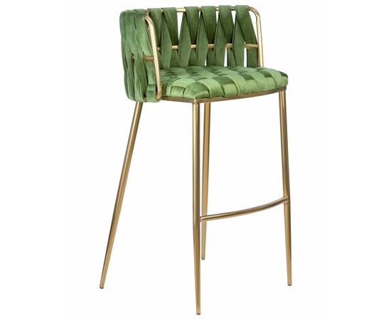Набор 4 шт Стул барный DOBRIN EMMA GOLD, зеленый велюр (VF-08), Вариант: зеленый велюр (VF-08), изображение 3 | Интернет магазин мебели и декора LifeDekor