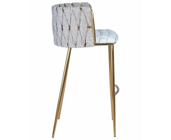 Набор 4 шт Стул барный DOBRIN EMMA GOLD, белый PU (T-01), белая ткань (F-49), Вариант: белый PU (T-01), белая ткань (F-49), изображение 4 | Интернет магазин мебели и декора LifeDekor