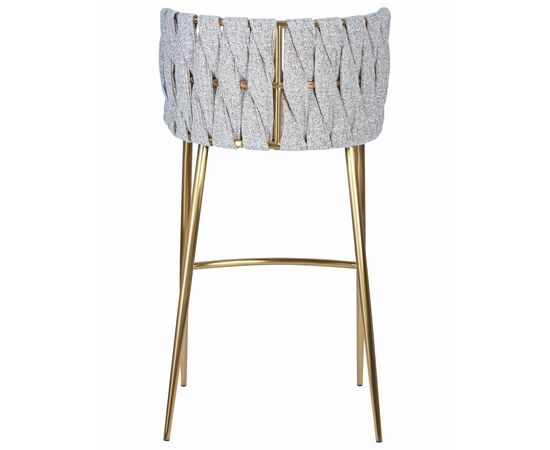 Набор 4 шт Стул барный DOBRIN EMMA GOLD, белый PU (T-01), белая ткань (F-49), Вариант: белый PU (T-01), белая ткань (F-49), изображение 6 | Интернет магазин мебели и декора LifeDekor