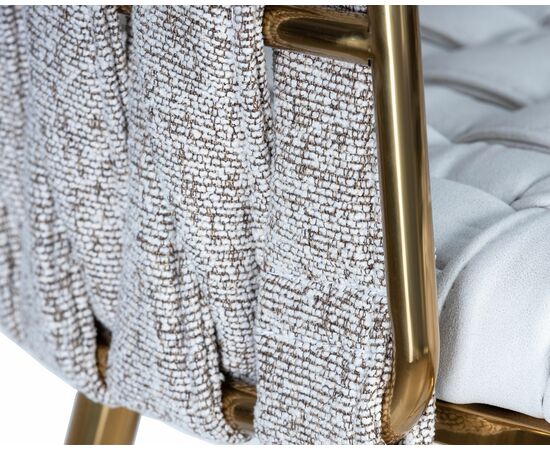 Набор 4 шт Стул барный DOBRIN EMMA GOLD, белый PU (T-01), белая ткань (F-49), Вариант: белый PU (T-01), белая ткань (F-49), изображение 9 | Интернет магазин мебели и декора LifeDekor