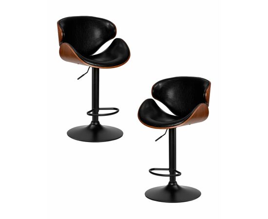 Набор 2 шт Стул барный DOBRIN KARTER BLACK, коричневый орех дерево (BWW), черный PU, Вариант: коричневый орех дерево (BWW), черный PU | Интернет магазин мебели и декора LifeDekor