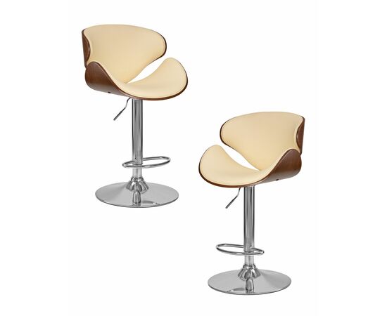 Набор 2 шт Стул барный DOBRIN KARTER, коричневое дерево, кремовый, Вариант: коричневое дерево, кремовый | Интернет магазин мебели и декора LifeDekor