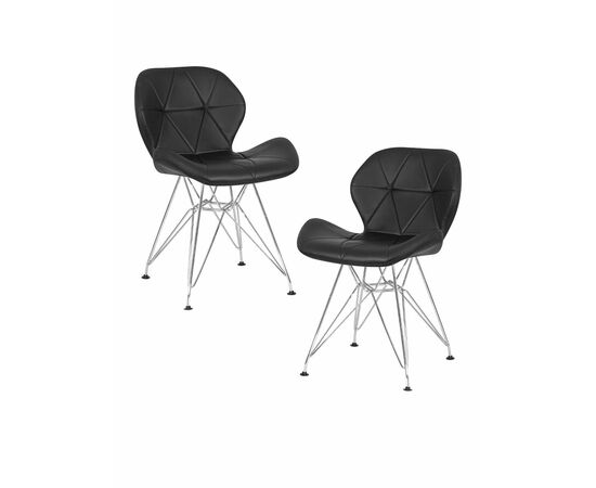 Набор 2 шт Стул обеденный DOBRIN BUTTERFLY CHROME, ножки хром, цвет чёрный | Интернет магазин мебели и декора LifeDekor
