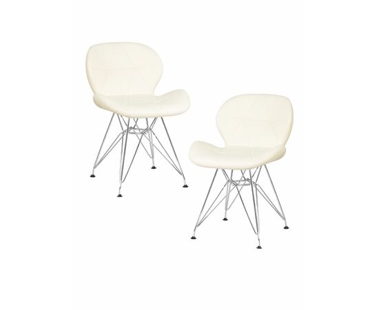 Набор 2 шт Стул обеденный DOBRIN BUTTERFLY CHROME, ножки хром, цвет кремовый | Интернет магазин мебели и декора LifeDekor