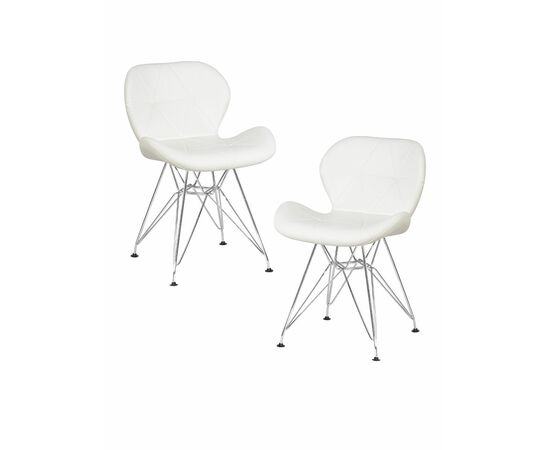 Набор 2 шт Стул обеденный DOBRIN BUTTERFLY CHROME, ножки хром, цвет белый | Интернет магазин мебели и декора LifeDekor