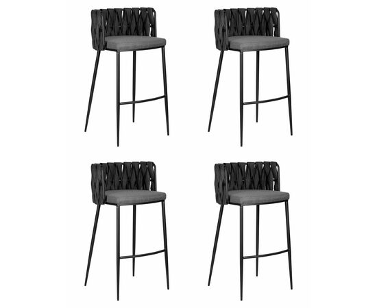 Набор 4 шт Стул барный DOBRIN AMELIA, серая ткань (F-48), темно-серый винтажный PU (MF-12), Вариант: серая ткань (F-48), темно-серый винтажный PU (MF-12) | Интернет магазин мебели и декора LifeDekor