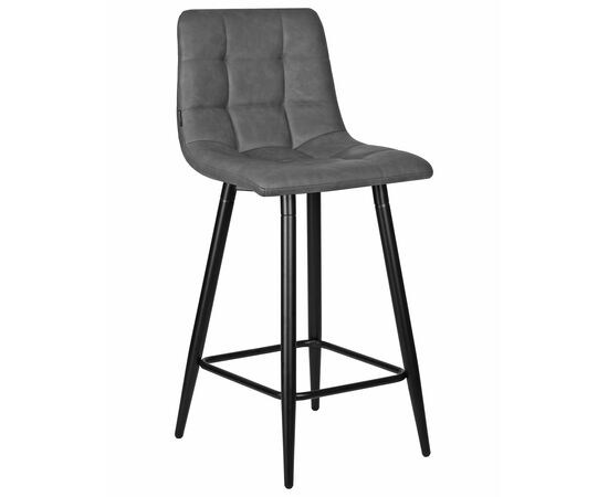 Набор 2 шт Стул полубарный DOBRIN OLIVIA, черные матовые ножки, серая антрацитовая винтажная экокожа (RU-08), Вариант: черные матовые ножки, серая антрацитовая винтажная экокожа (RU-08), изображение 2 | Интернет магазин мебели и декора LifeDekor