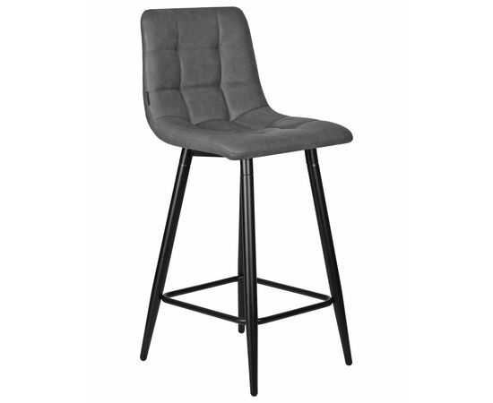 Набор 2 шт Стул полубарный DOBRIN OLIVIA, черные матовые ножки, серая антрацитовая винтажная экокожа (RU-08), Вариант: черные матовые ножки, серая антрацитовая винтажная экокожа (RU-08), изображение 3 | Интернет магазин мебели и декора LifeDekor