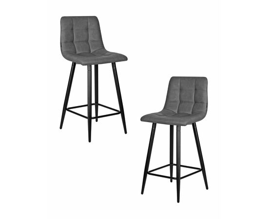 Набор 2 шт Стул полубарный DOBRIN OLIVIA, черные матовые ножки, серая антрацитовая винтажная экокожа (RU-08), Вариант: черные матовые ножки, серая антрацитовая винтажная экокожа (RU-08) | Интернет магазин мебели и декора LifeDekor