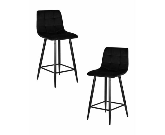 Набор 2 шт Стул полубарный DOBRIN OLIVIA, черные матовые ножки, черный велюр (108-77), Вариант: черные матовые ножки, черный велюр (108-77) | Интернет магазин мебели и декора LifeDekor