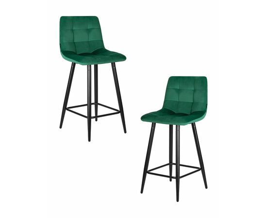 Набор 2 шт Стул полубарный DOBRIN OLIVIA, черные матовые ножки, зелёный велюр (108-64), Вариант: черные матовые ножки, зелёный велюр (108-64) | Интернет магазин мебели и декора LifeDekor