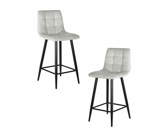Набор 2 шт Стул полубарный DOBRIN OLIVIA, черные матовые ножки, светло-серый велюр (108-52), Вариант: черные матовые ножки, светло-серый велюр (108-52) | Интернет магазин мебели и декора LifeDekor