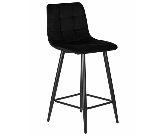 Набор 2 шт Стул полубарный DOBRIN OLIVIA, черные матовые ножки, черный велюр (108-77), Вариант: черные матовые ножки, черный велюр (108-77), изображение 3 | Интернет магазин мебели и декора LifeDekor