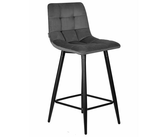 Набор 2 шт Стул полубарный DOBRIN OLIVIA, черные матовые ножки, темно-серый велюр (108-91), Вариант: черные матовые ножки, темно-серый велюр (108-91), изображение 3 | Интернет магазин мебели и декора LifeDekor