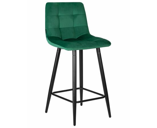 Набор 2 шт Стул полубарный DOBRIN OLIVIA, черные матовые ножки, зелёный велюр (108-64), Вариант: черные матовые ножки, зелёный велюр (108-64), изображение 2 | Интернет магазин мебели и декора LifeDekor