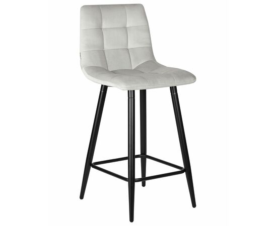 Набор 2 шт Стул полубарный DOBRIN OLIVIA, черные матовые ножки, светло-серый велюр (108-52), Вариант: черные матовые ножки, светло-серый велюр (108-52), изображение 2 | Интернет магазин мебели и декора LifeDekor