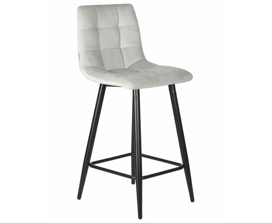 Набор 2 шт Стул полубарный DOBRIN OLIVIA, черные матовые ножки, светло-серый велюр (108-52), Вариант: черные матовые ножки, светло-серый велюр (108-52), изображение 3 | Интернет магазин мебели и декора LifeDekor