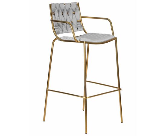 Набор 2 шт Стул барный DOBRIN MILLER GOLD, cветло-серый велюр (135-37), Вариант: cветло-серый велюр (135-37), изображение 3 | Интернет магазин мебели и декора LifeDekor