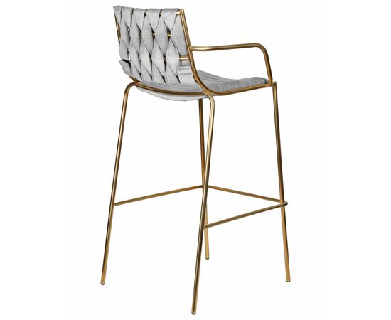 Набор 2 шт Стул барный DOBRIN MILLER GOLD, cветло-серый велюр (135-37), Вариант: cветло-серый велюр (135-37), изображение 5 | Интернет магазин мебели и декора LifeDekor