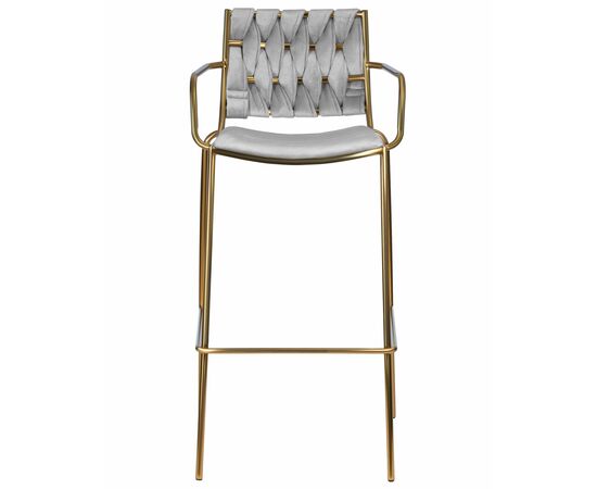 Набор 2 шт Стул барный DOBRIN MILLER GOLD, cветло-серый велюр (135-37), Вариант: cветло-серый велюр (135-37), изображение 7 | Интернет магазин мебели и декора LifeDekor