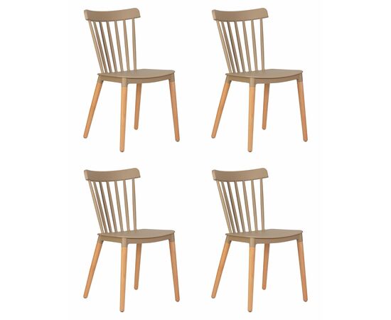 Набор 4 шт Стул обеденный DOBRIN THEO, ножки светлый бук, цвет бежевый (GR-03), Вариант: ножки светлый бук, цвет бежевый (GR-03) | Интернет магазин мебели и декора LifeDekor